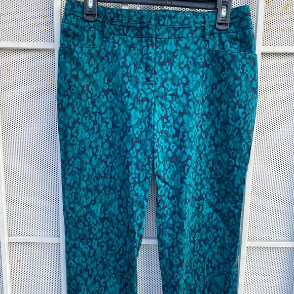Apt 9 woman’s size 6 modern fit pants stretch inseam 23” teal & navy - Picture 1 of 5